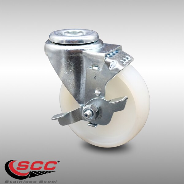 4 Inch SS Nylon Wheel Swivel Bolt Hole Caster with Brake